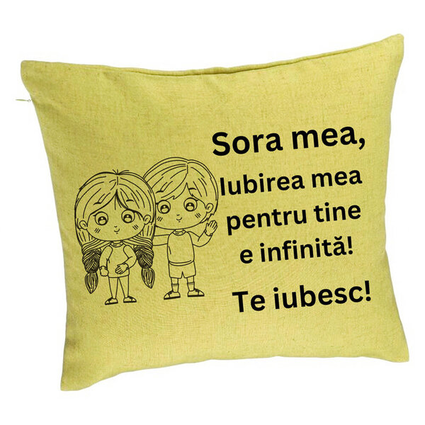 Perna Decorativa Sora mea 19, 40x40 cm, Verde, Husa Detasabila, Burduf 5 Perna Decorativa Sora mea 19