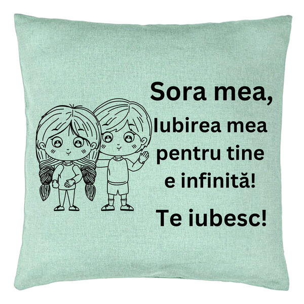 Perna Decorativa Sora mea 19, 40x40 cm, Verde Menta, Husa Detasabila, Burduf 5 Perna Decorativa Sora mea 19