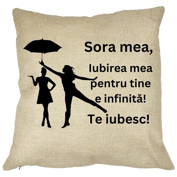 Perna Decorativa Sora mea 2, 40x40 cm, Husa Detasabila, Burduf 11 Perna Decorativa Sora mea 2
