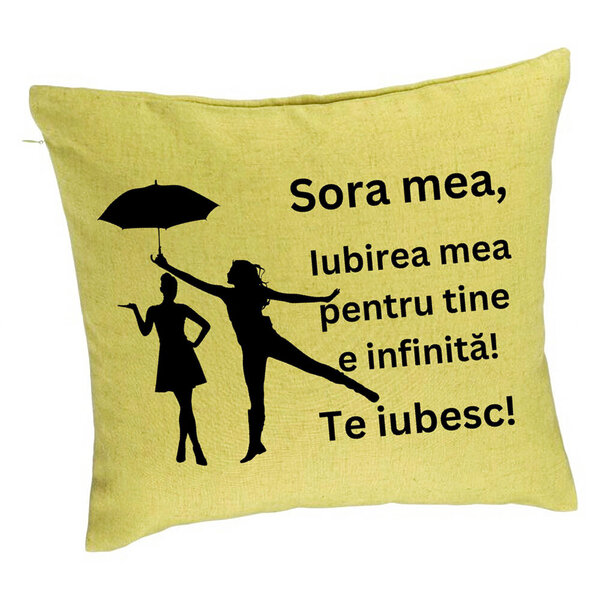 Perna Decorativa Sora mea 2, 40x40 cm, Verde, Husa Detasabila, Burduf 5 Perna Decorativa Sora mea 2