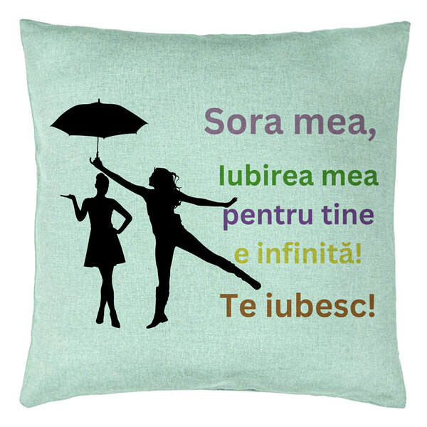Perna Decorativa Sora mea 3, 40x40 cm, Verde Menta, Husa Detasabila, Burduf 5 Perna Decorativa Sora mea 3