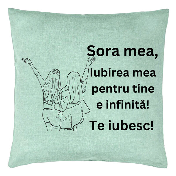 Perna Decorativa Sora mea 5, 40x40 cm, Verde Menta, Husa Detasabila, Burduf 5 Perna Decorativa Sora mea 5