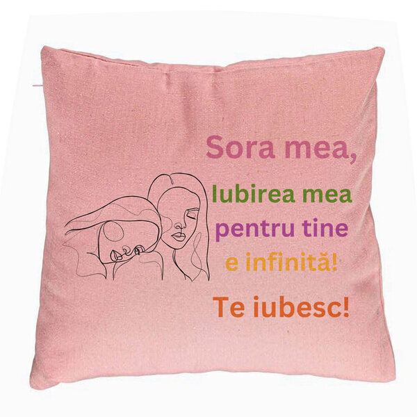 Perna Decorativa Sora mea 6, 40x40 cm, Roz, Husa Detasabila, Burduf 5 Perna Decorativa Sora mea 6