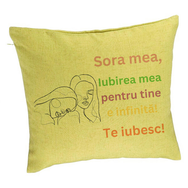Perna Decorativa Sora mea 6, 40x40 cm, Verde, Husa Detasabila, Burduf 5 Perna Decorativa Sora mea 6