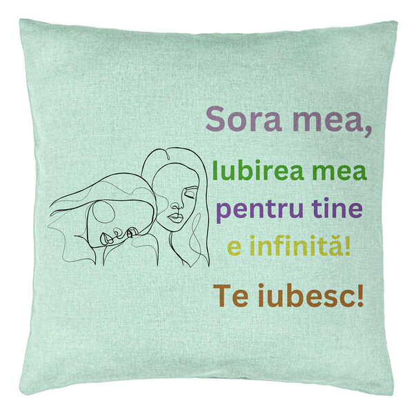 Perna Decorativa Sora mea 6, 40x40 cm, Verde Menta, Husa Detasabila, Burduf 5 Perna Decorativa Sora mea 6