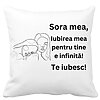 Perna Decorativa Sora mea 7, 40x40 cm, Alba, Mata, Husa Detasabila, Burduf 4 Perna Decorativa Sora mea 7