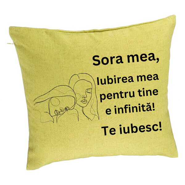 Perna Decorativa Sora mea 7, 40x40 cm, Verde, Husa Detasabila, Burduf 5 Perna Decorativa Sora mea 7