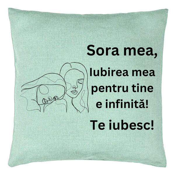 Perna Decorativa Sora mea 7, 40x40 cm, Verde Menta, Husa Detasabila, Burduf 5 Perna Decorativa Sora mea 7