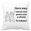 Perna Decorativa Sora mea 8, 40x40 cm, Alba, Mata, Husa Detasabila, Burduf 4 Perna Decorativa Sora mea 8