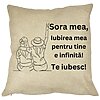 Perna Decorativa Sora mea 8, 40x40 cm, Husa Detasabila, Burduf 16 Perna Decorativa Sora mea 8