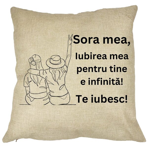 Perna Decorativa Sora mea 8, 40x40 cm, Husa Detasabila, Burduf 11 Perna Decorativa Sora mea 8