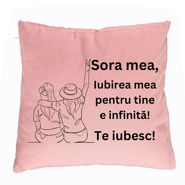 Perna Decorativa Sora mea 8, 40x40 cm, Roz, Husa Detasabila, Burduf 5 Perna Decorativa Sora mea 8