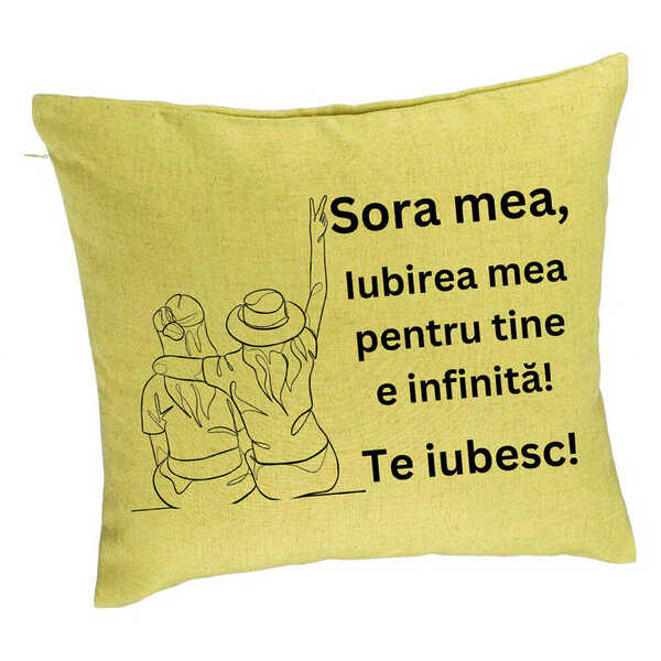 Perna Decorativa Sora mea 8, 40x40 cm, Verde, Husa Detasabila, Burduf 5 Perna Decorativa Sora mea 8