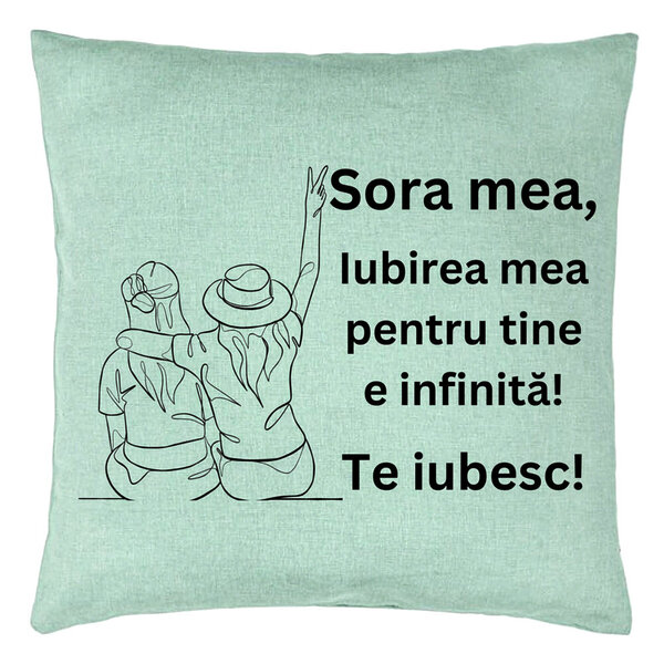 Perna Decorativa Sora mea 8, 40x40 cm, Verde Menta, Husa Detasabila, Burduf 5 Perna Decorativa Sora mea 8