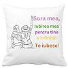 Perna Decorativa Sora mea 9, 40x40 cm, Alba, Mata, Husa Detasabila, Burduf 4 Perna Decorativa Sora mea 9
