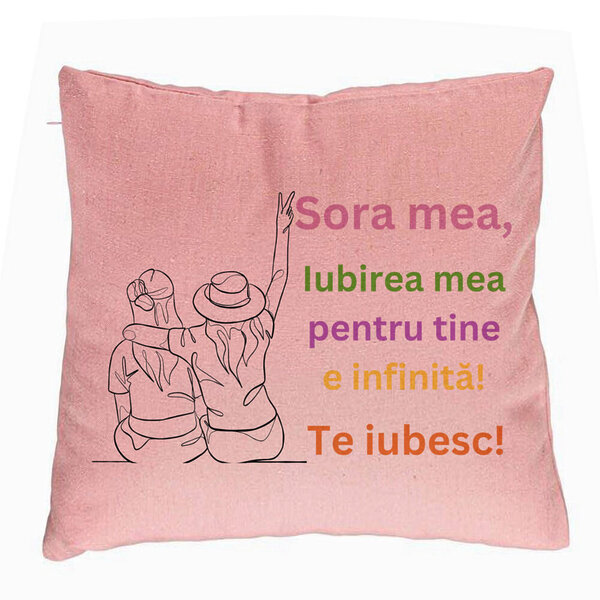 Perna Decorativa Sora mea 9, 40x40 cm, Roz, Husa Detasabila, Burduf 5 Perna Decorativa Sora mea 9