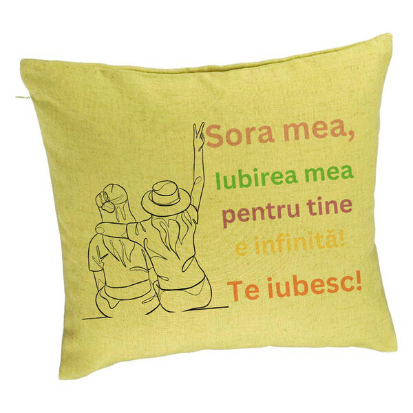 Perna Decorativa Sora mea 9, 40x40 cm, Verde, Husa Detasabila, Burduf 5 Perna Decorativa Sora mea 9