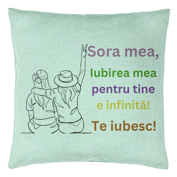 Perna Decorativa Sora mea 9, 40x40 cm, Verde Menta, Husa Detasabila, Burduf 5 Perna Decorativa Sora mea 9