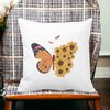 Perna Decorativa, SunFlower Butterfly, 40x40 cm, Alba, Mata, Husa Detasabila, Burduf 18 40x40 cm