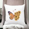 Perna Decorativa, SunFlower Butterfly, 40x40 cm, Alba, Mata, Husa Detasabila, Burduf 20 Mata