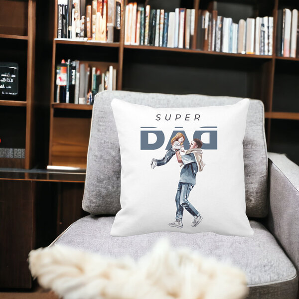 Perna Decorativa, Super Dad, 40x40 cm, Alba, Mata, Husa Detasabila, Burduf 16 Alba
