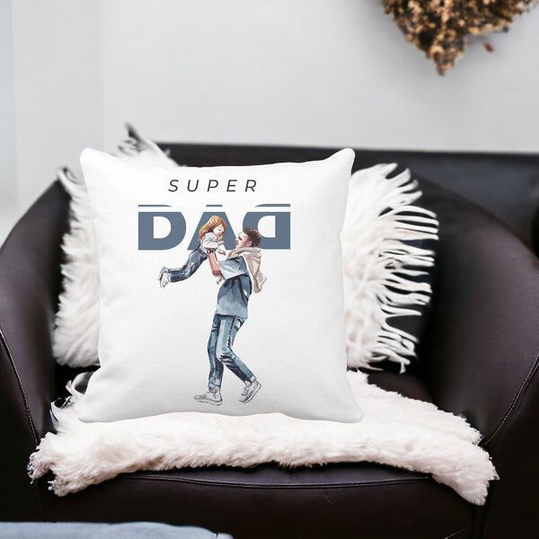 Perna Decorativa, Super Dad, 40x40 cm, Alba, Mata, Husa Detasabila, Burduf 17 Mata