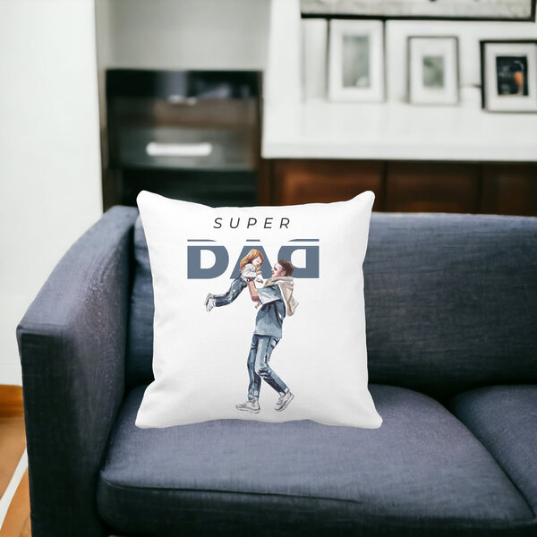 Perna Decorativa, Super Dad, 40x40 cm, Alba, Mata, Husa Detasabila, Burduf 18 Husa Detasabila