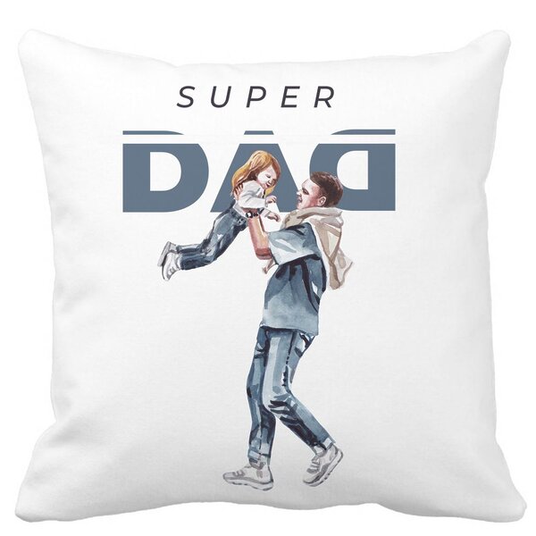 Perna Decorativa, Super Dad, 40x40 cm, Alba, Mata, Husa Detasabila, Burduf 13 Perna Decorativa