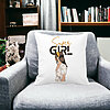 Perna Decorativa, Super Girl, 40x40 cm, Alba, Mata, Husa Detasabila, Burduf 17 Super Girl