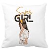 Perna Decorativa, Super Girl, 40x40 cm, Alba, Mata, Husa Detasabila, Burduf 16 Perna Decorativa