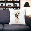 Perna Decorativa, Super Girl, 40x40 cm, Alba, Mata, Husa Detasabila, Burduf 20 Mata