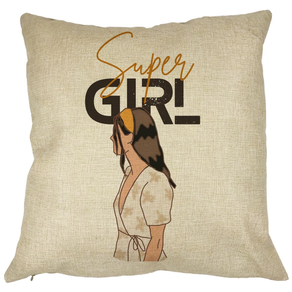 Perna Decorativa, Super Girl, 40x40 cm, Husa Detasabila, Burduf 11 Perna Decorativa
