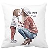 Perna Decorativa, Super Mom, 40x40 cm, Alba, Mata, Husa Detasabila, Burduf 16 Perna Decorativa
