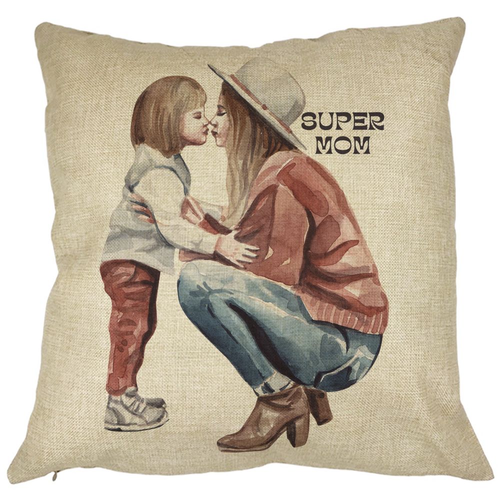 Perna Decorativa, Super Mom, 40x40 cm, Husa Detasabila, Burduf 11 Perna Decorativa