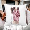 Perna Decorativa, Super Mom & Babe, 40x40 cm, Alba, Mata, Husa Detasabila, Burduf 17 Super Mom & Babe