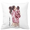 Perna Decorativa, Super Mom & Babe, 40x40 cm, Alba, Mata, Husa Detasabila, Burduf 16 Perna Decorativa