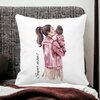 Perna Decorativa, Super Mom & Babe, 40x40 cm, Alba, Mata, Husa Detasabila, Burduf 20 Mata