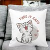 Perna Decorativa, Take it Easy, 40x40 cm, Alba, Mata, Husa Detasabila, Burduf 17 Take it Easy