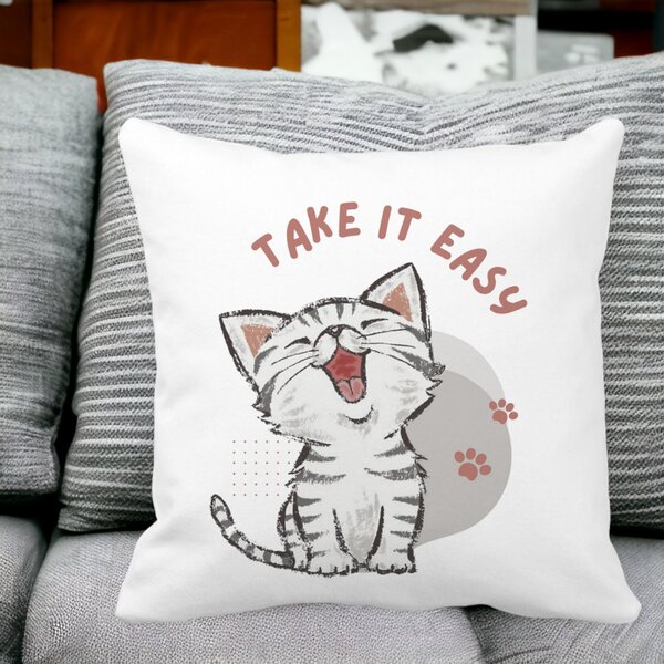 Perna Decorativa, Take it Easy, 40x40 cm, Alba, Mata, Husa Detasabila, Burduf 12 Take it Easy