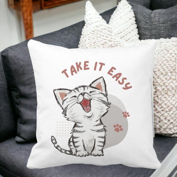 Perna Decorativa, Take it Easy, 40x40 cm, Alba, Mata, Husa Detasabila, Burduf 13 40x40 cm