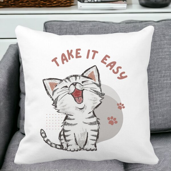 Perna Decorativa, Take it Easy, 40x40 cm, Alba, Mata, Husa Detasabila, Burduf 14 Alba