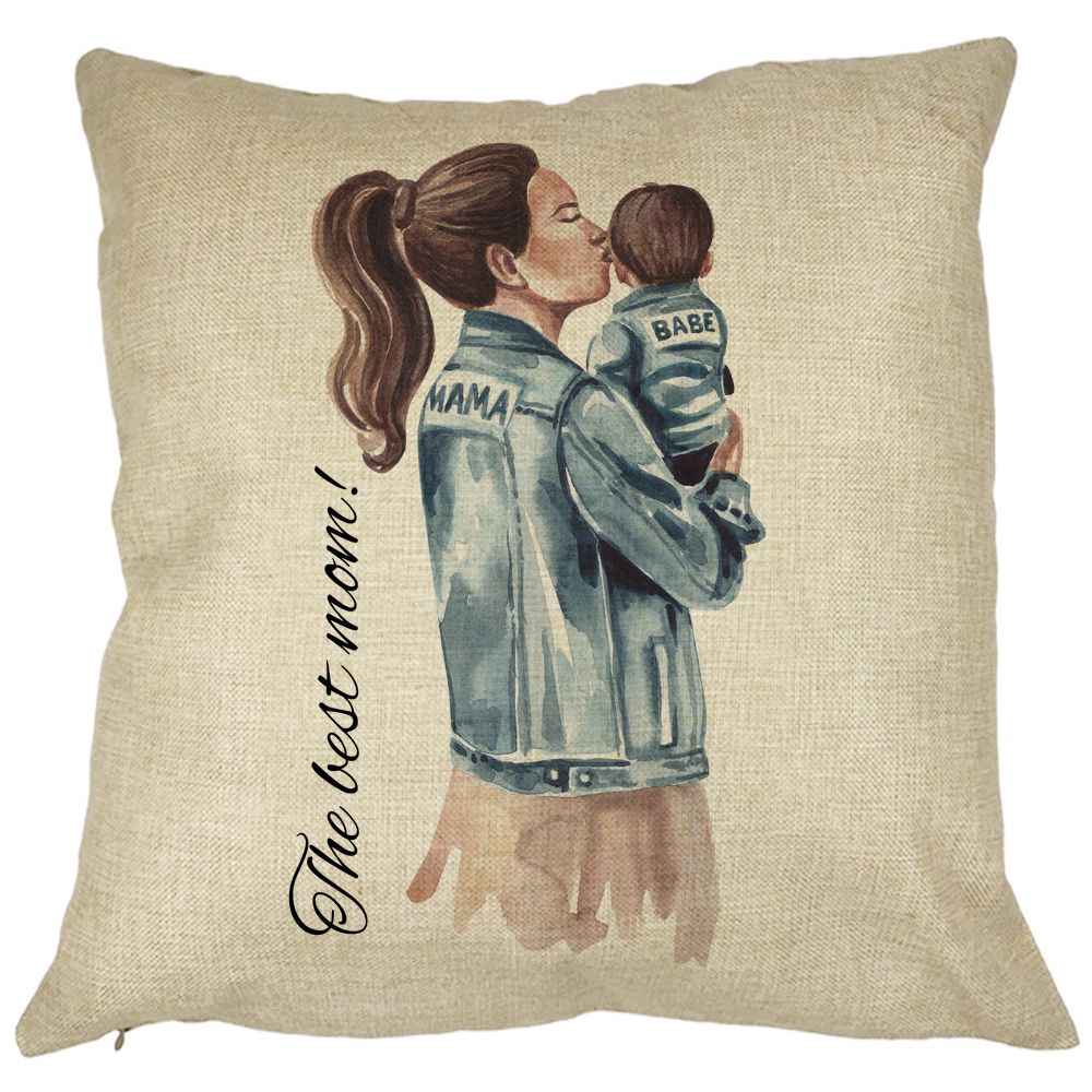 Perna Decorativa, The Best Mom 40x40 cm, Husa Detasabila, Burduf 11 Perna Decorativa