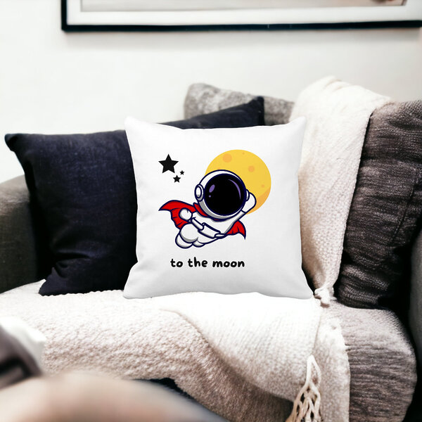 Perna Decorativa, To the Moon, 40x40 cm, Alba, Mata, Husa Detasabila, Burduf 12 To the Moon