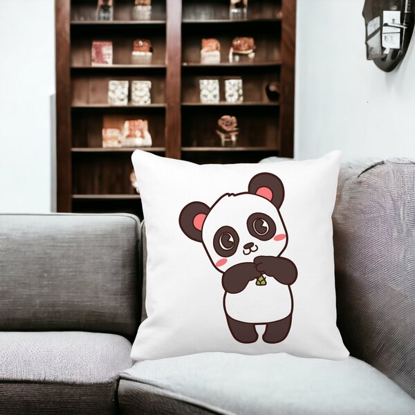 Perna Decorativa Urs Panda, 40x40 cm, Alba, Mata, Husa Detasabila, Burduf 12 40x40 cm