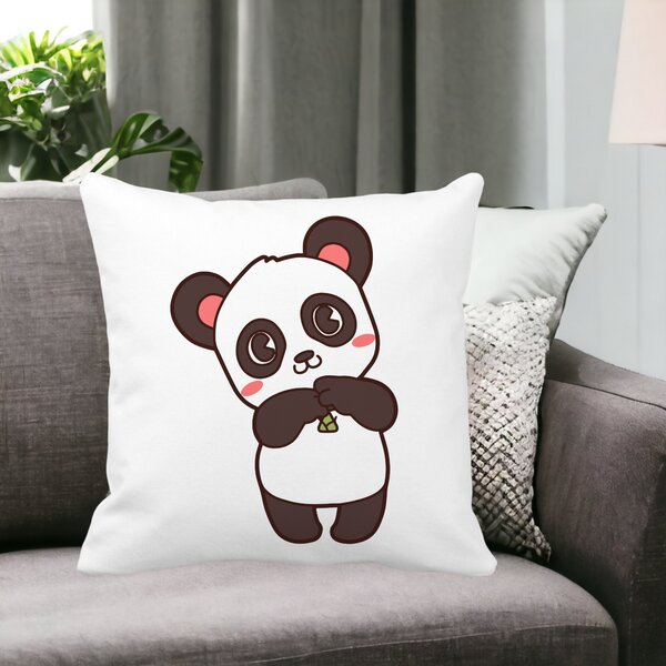 Perna Decorativa Urs Panda, 40x40 cm, Alba, Mata, Husa Detasabila, Burduf 13 Alba
