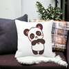 Perna Decorativa Urs Panda, 40x40 cm, Alba, Mata, Husa Detasabila, Burduf 19 Mata