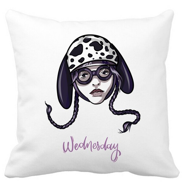 Perna Decorativa Wednesday Addams 1,40x40 cm, Alba, Mata, Husa Detasabila, Burduf 13 Perna Decorativa Wednesday Addams 1