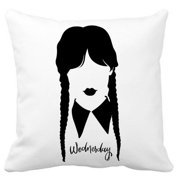 Perna Decorativa Wednesday Addams 2,40x40 cm, Alba, Mata, Husa Detasabila, Burduf 13 Perna Decorativa Wednesday Addams 2