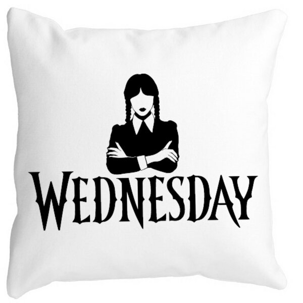 Perna Decorativa Wednesday Addams 4,40x40 cm, Alba, Mata, Husa Detasabila, Burduf 13 Perna Decorativa Wednesday Addams 4