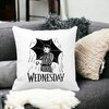 Perna Decorativa Wednesday Addams 5,40x40 cm, Alba, Mata, Husa Detasabila, Burduf 20 Husa Detasabila